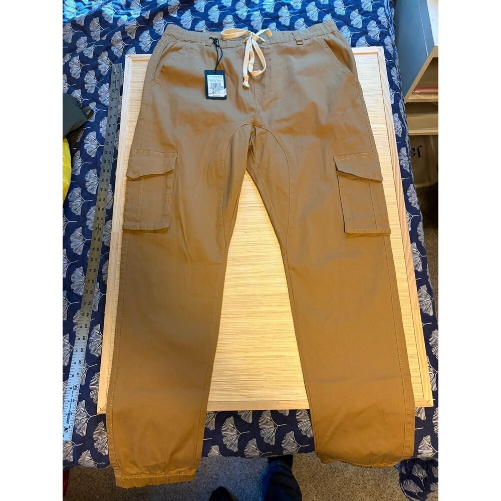 Victorious LA Men’s 2XL Wheat Cargo Jogger Pants JG805 NWT Stretch - Picture 2 of 7